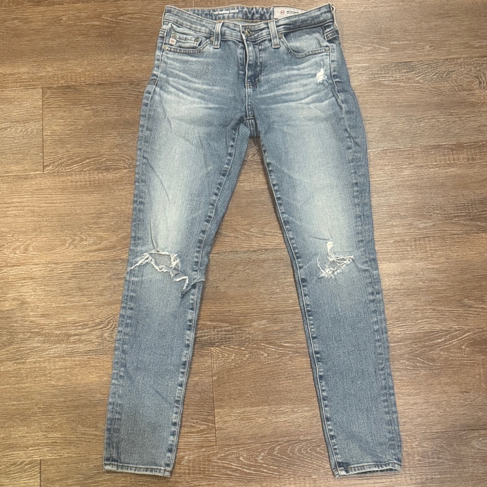 AG Adriano Goldschmied Light Blue Distressed Skinny Jeans